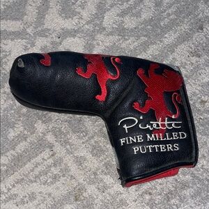Piretti Fine Milled Putters Leather Putter Headcover - Black with Red Lions